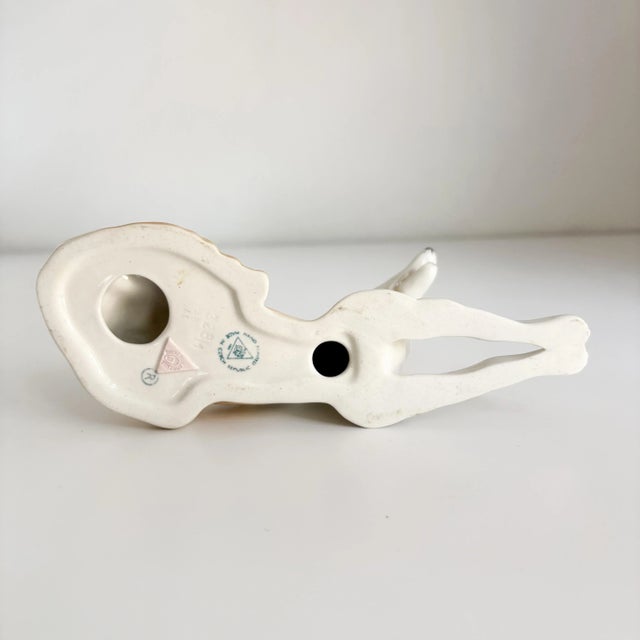 Alabaster 1950s Vintage Royal Dux Borzoi Wolfhound Porcelain Canine Decorative Figurine For Sale - Image 8 of 9