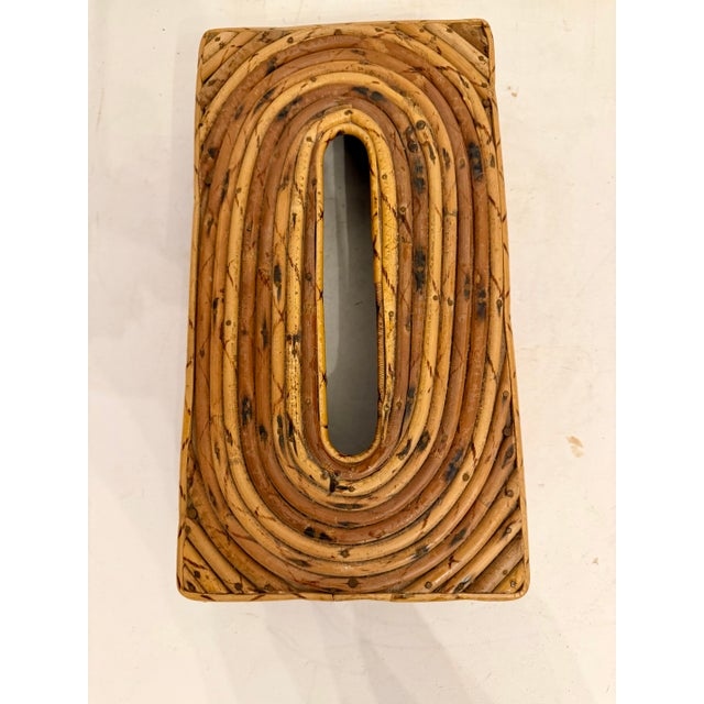 1970s Wicker Pencil Reed Tissue Box Cover, Vintage 1960s Holder From Hk For Sale - Image 5 of 8