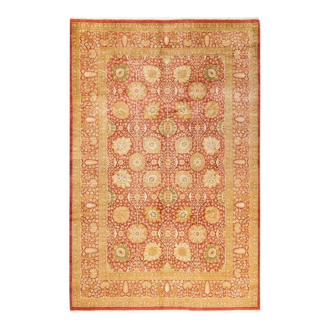 Mogul, One-of-a-Kind Hand-Knotted Area Rug in Orange, 6' 3" x 9' 6" For Sale