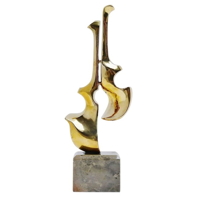 Bronze Guitar - Violin Sculpture by Hattakitkosol Somchai, 1970s For Sale