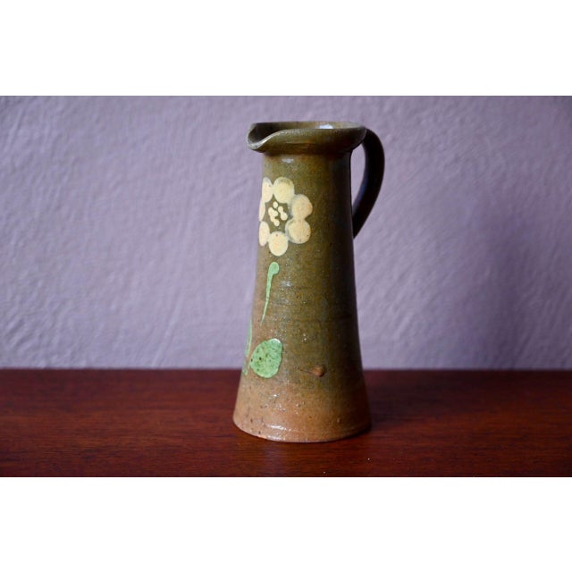 Soliflore Pitcher in Glazed Earthenware by Vincent Pirard, Soufflenheim, Alsace, France For Sale - Image 5 of 6