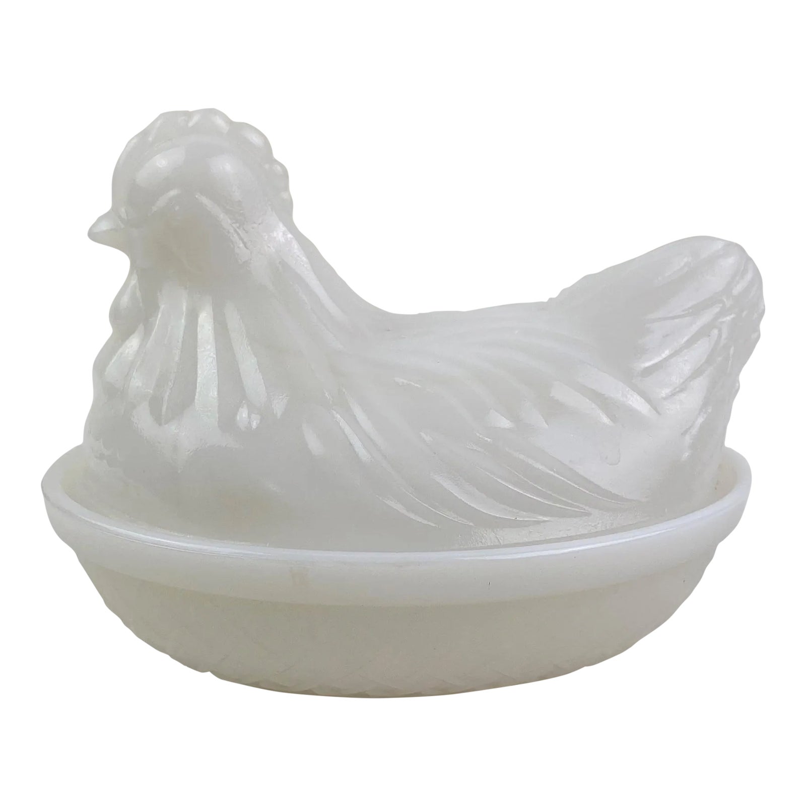 Hen On A Nest Milk Glass