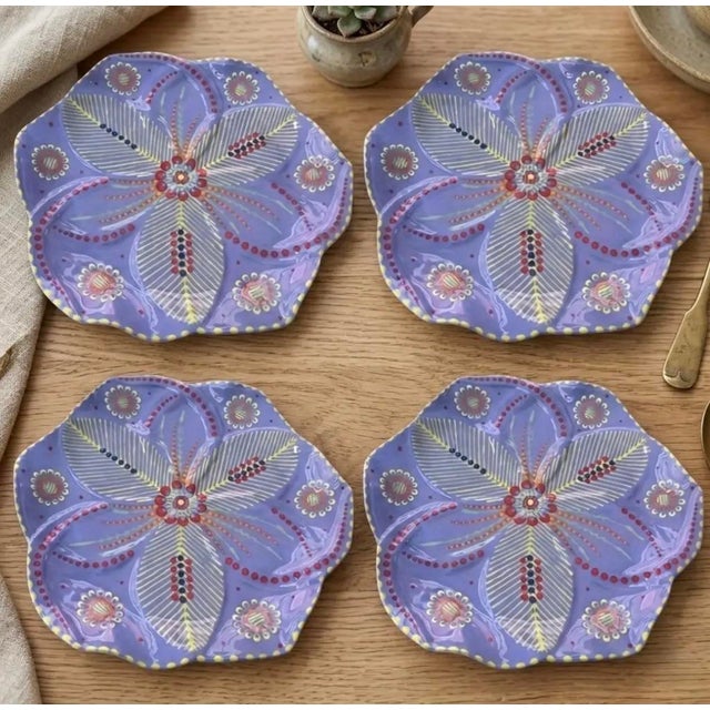 Ceramic South African Handmade & Hand-Painted Ceramic Serving Plate - Set of 4 For Sale - Image 7 of 11