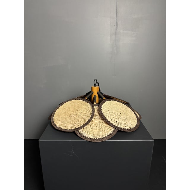 Mid-Century Rattan Fan Pendant Lamp in the style of Ingo Maurer, 1970s For Sale - Image 15 of 18