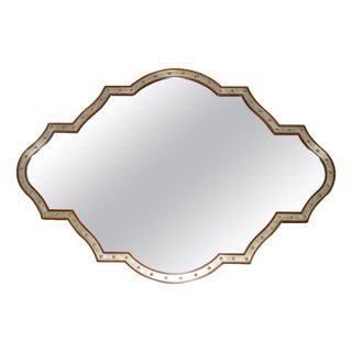 Large Cherry Wood Gold Leaf Framed Wall Mirror by Grange Paris, France For Sale