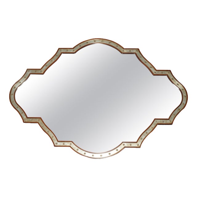 Large Cherry Wood Gold Leaf Framed Wall Mirror by Grange Paris, France For Sale