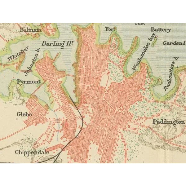 Antique Map of Sydney and Port Jackson, 1889 For Sale - Image 4 of 9
