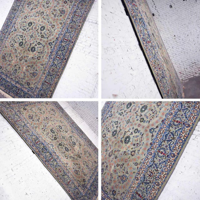 Handmade Persian Wool Tabriz Style Large Rug Light Teal Green Ground 12’3”x 8’9.5” For Sale - Image 11 of 13