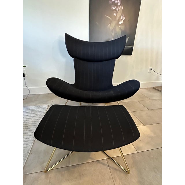 2020s Imola Living Chair With Foostool Brass Legs ( Unique Fabric ) For Sale - Image 5 of 7