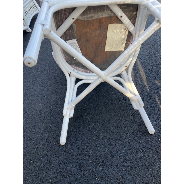 Wood 1970s Vintage Ficks Reed Style Rattan Patio Wicker Dining Table & 4 Chairs For Sale - Image 7 of 7
