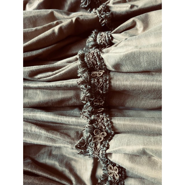 English Custom Gold Silk Curtain Panels-Silk Trim-Lined-a Pair For Sale - Image 3 of 5