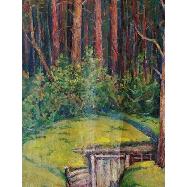 Vintage Forest Landscape Oil Painting, Ukrainian Art, 1971 For Sale - Image 4 of 6