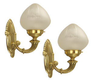 Vintage Brass Wall Lamps, Austria, 1920s, Set of 2