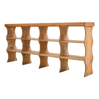 19th C. French Country Pine Farmhouse Cupboard Shelf Étagère 7 Ft For Sale