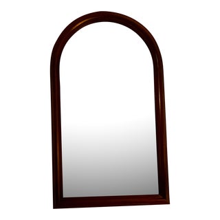 Late 20th Century Pennsylvania House Arched Cherry Wood Traditional Mirror With Unique Intricate Molding Trim & Beveled Edge Glass. For Sale