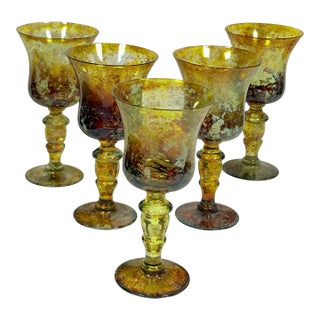 1980s Art Glass Goblets - Set of 5 For Sale