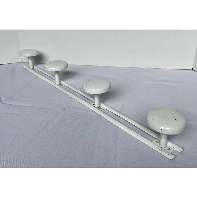 Mid 20th Century French White Enamel Four Peg Coat Rack For Sale - Image 4 of 16