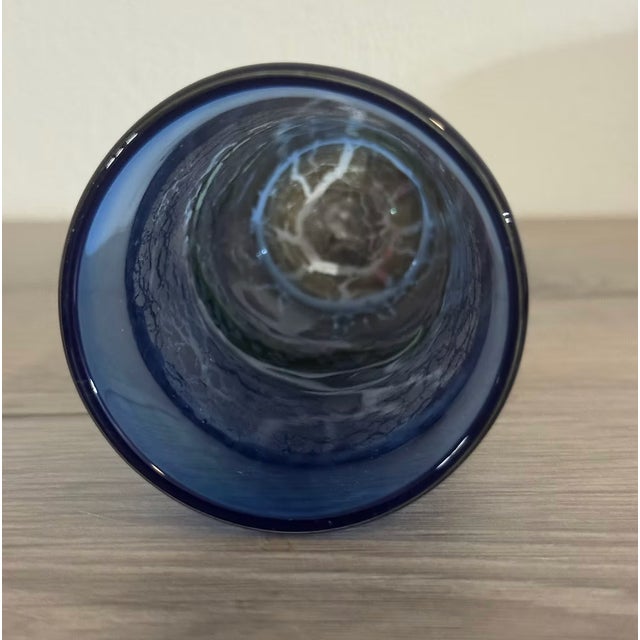 A pair of hand-blown Ryukyu glasses from the Inamine kiln (宙吹ガラス工房 虹), Yomitan, Okinawa. Each glass measures 10 cm high, 6...
