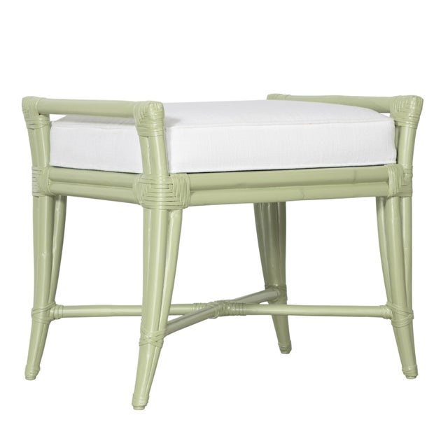 Not Yet Made - Made To Order Small Malacca Bench - Celery Green For Sale - Image 5 of 8