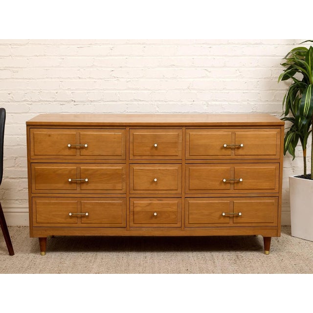 Mid-Century Modern Mid 20th Century Nine Drawer Elmwood Dresser For Sale - Image 3 of 9