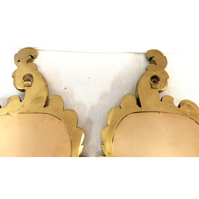 Vintage Sweet Petite Gold Scroll Wall Mirrors- A Pair For Sale - Image 11 of 14