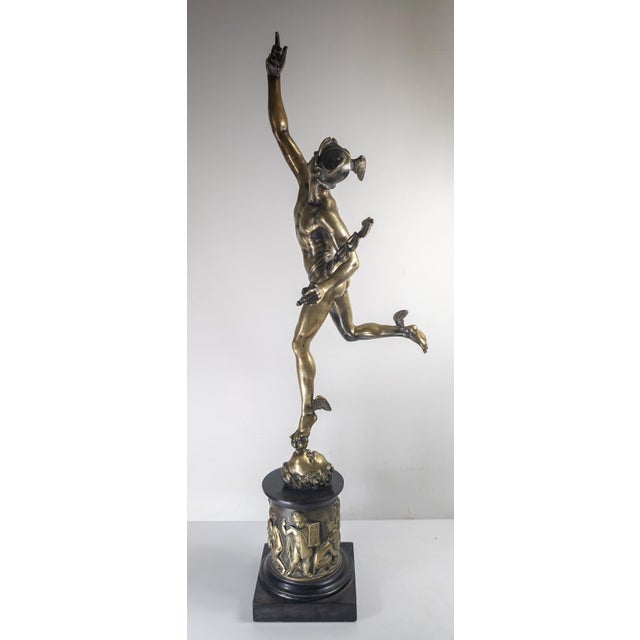 19th Century 19th Century 34" Italian Grand Tour Bronze of Flying Mercury After Giambologna For Sale - Image 5 of 18