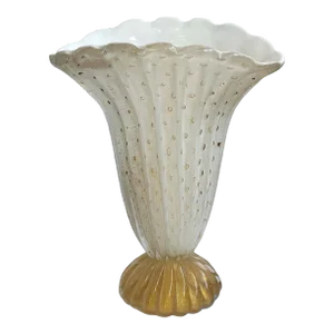 Vintage Italian Murano Glass Vase With Gold Flecks by Tosi Murano, C. 1960's