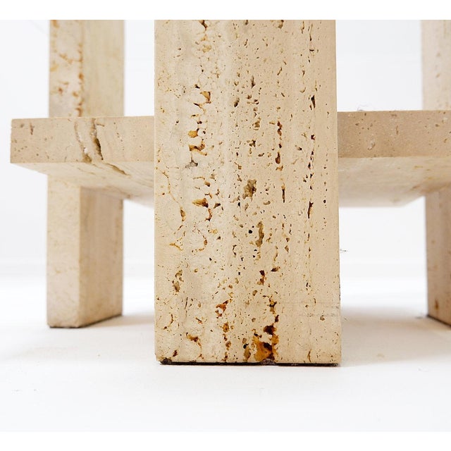 Vintage Side Tables in Travertine and Glass, 1970s, Set of 2 For Sale - Image 5 of 14