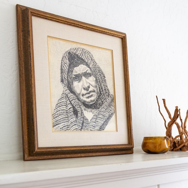 Early 20th Century Pen and Ink Portrait by Texas Artist Weldon Amerine For Sale - Image 6 of 11