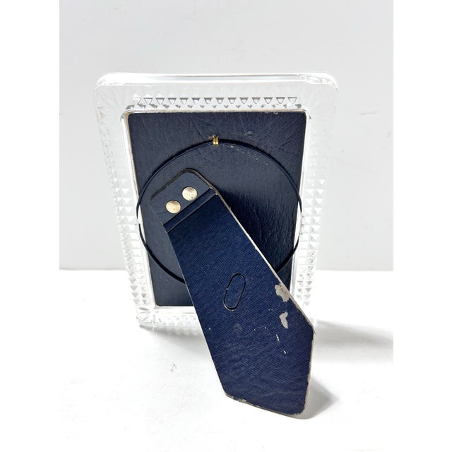 Transparent Heavy Cut Crystal Picture Frame – Diamond Point Crystal Frame, Art Deco Revival Tabletop Decor For Sale - Image 8 of 8