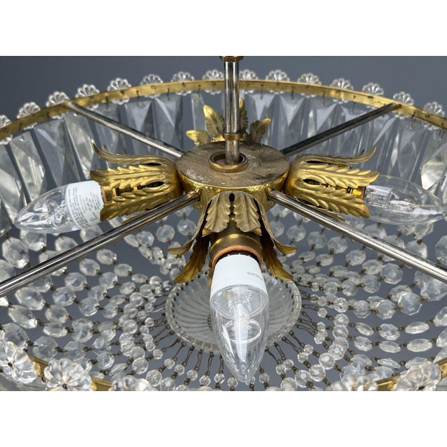 Neoclassical, Basket Pendant Light, Bronze, Crystal, France, 20th C. For Sale - Image 13 of 17
