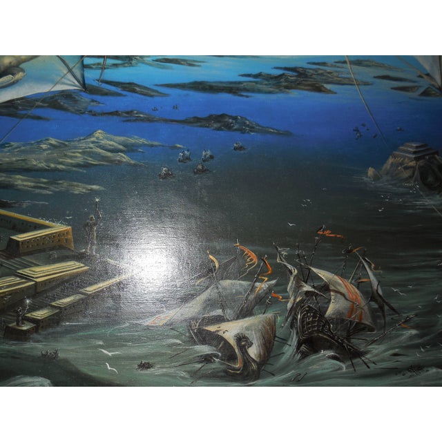 Peter Kolin, Atlantis, Large Surrealist Oil Painting. Viennese Fantastic Realism, 1980 For Sale - Image 10 of 10