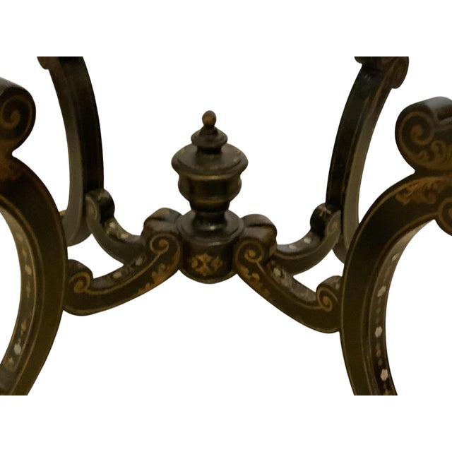 Antique Burgauté Black Lacquer & Mother-of-Pearl Sewing Table Circa 1850–1880 For Sale - Image 11 of 11