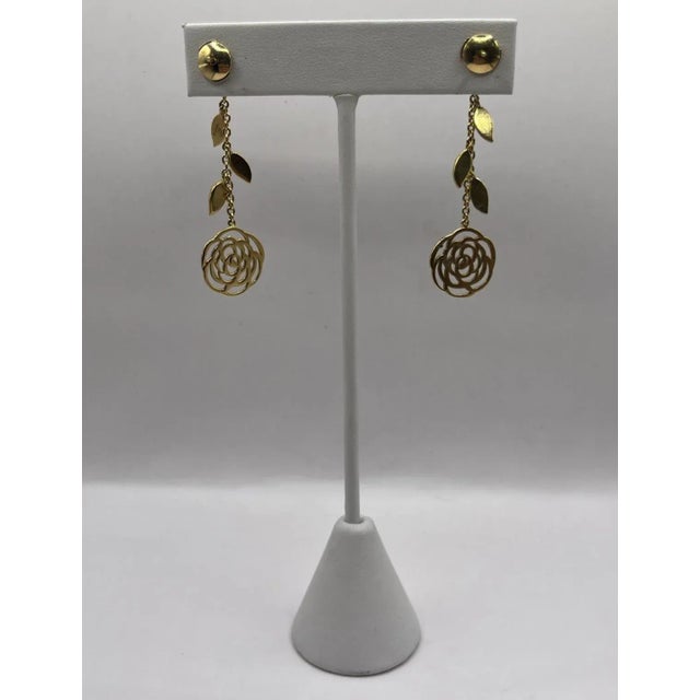 Contemporary Chanel 18k Gold & Diamond Bouton De Camélia Earrings, A Pair For Sale - Image 3 of 8