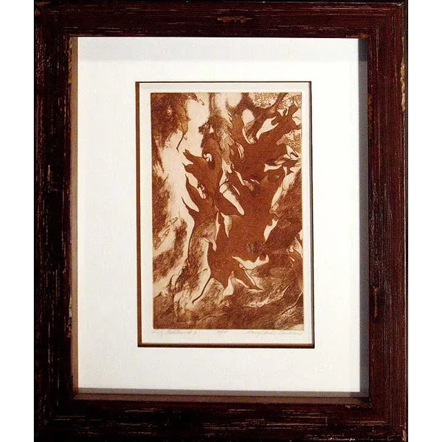 Mary Clark Carlson "Leaf Pattern #3" Signed & Numbered Etching Framed For Sale