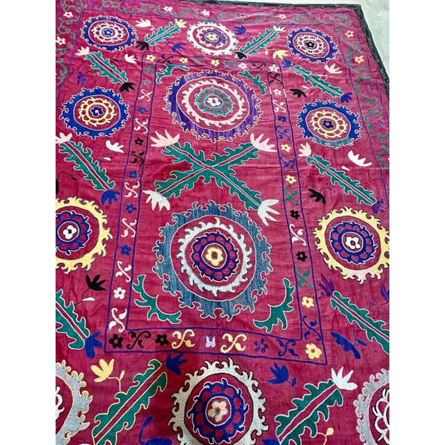 Tribal Late 19th Century Silk Embroidery Suzani For Sale - Image 3 of 6