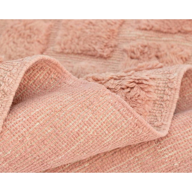 Terra Cotta Embossed Square Hand-Knotted Moroccan Wool Rug | 8'11" X 5'7" | One of a Kind For Sale - Image 8 of 8
