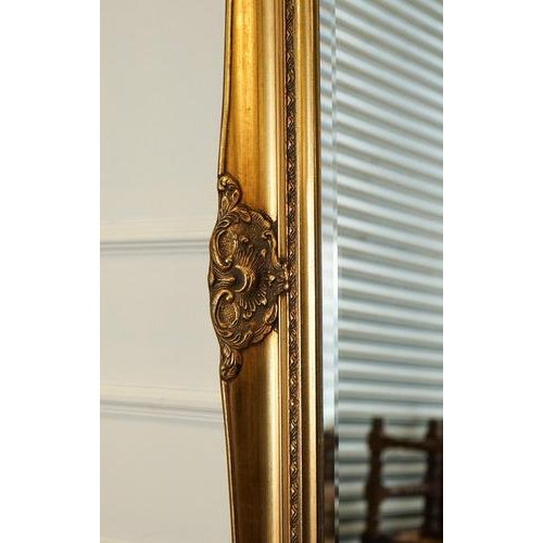 Large French Style Golden Ornate Wall Regal Mirror For Sale - Image 9 of 14