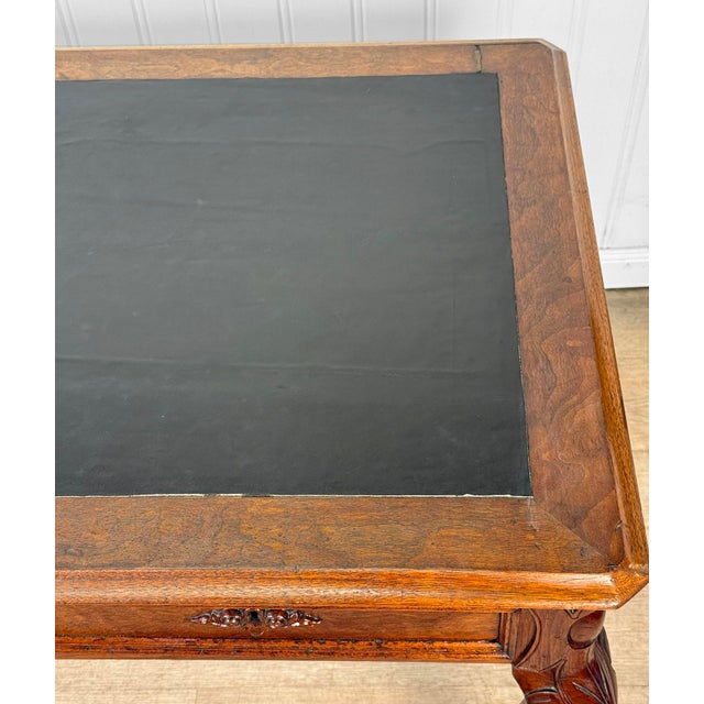 Brown Antique Georgian Walnut Leather Top Library Office Writing Desk For Sale - Image 8 of 15