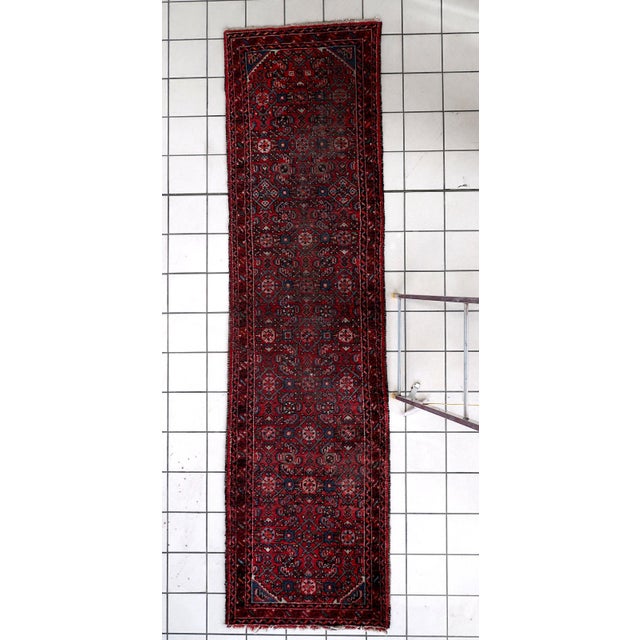 1920s, Distressed Antique Persian Hamadan Runner 2.8' X 9.11' For Sale - Image 9 of 12