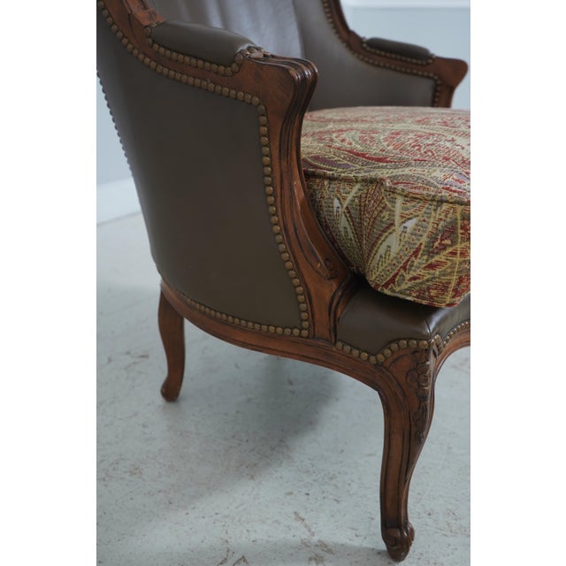 French Louis XV Style Leather and Mahogany Bergere Chair For Sale In Philadelphia - Image 6 of 18