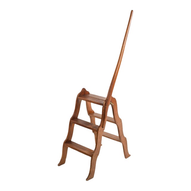 Vintage Italian Folding Wooden Three-Step Library Steps For Sale