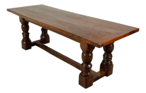 English 19th Century Walnut Dining Table with Turned Legs and H-Form Stretcher