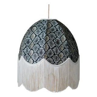 The Bianca Snakeskin Fringed Lampshade - Large For Sale