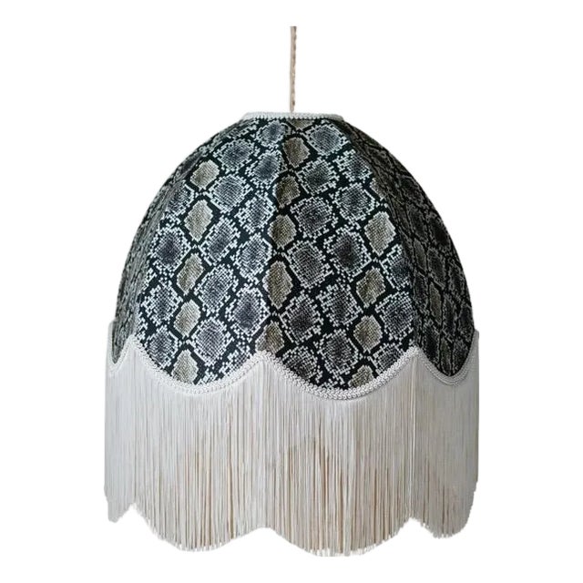 The Bianca Snakeskin Fringed Lampshade - Large For Sale