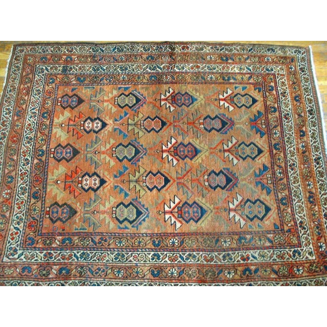 Early 20th Century W. Persian Kurdish Carpet ( 4'6" x 5'7" - 137 x 170 ) Antique Kurdish Small Scatter Size Wool Coral...