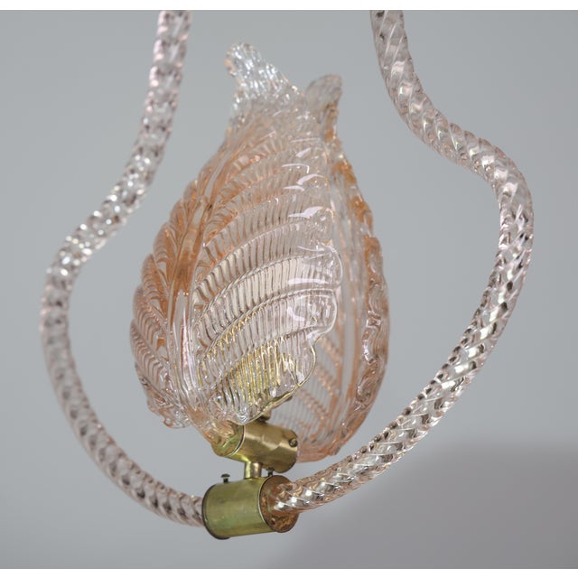 1950s Mid Century Modern Pink Leaf Murano Glass Chandelier by Barovier E Toso For Sale - Image 15 of 16