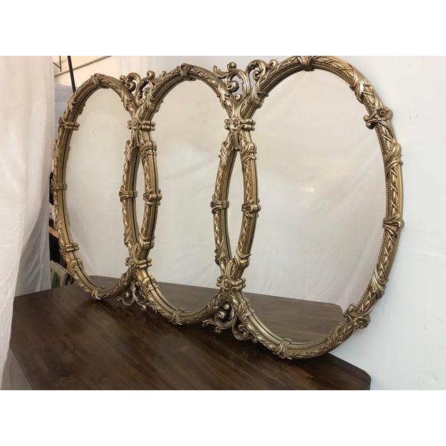 Vintage Hollywood Regency French Oval Triple Mirror Chairish