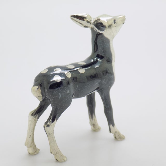 Metal Vintage Italian Handmade Genuine Sterling Silver 925 Saturno Brand Deer Figurine Sculpture For Sale - Image 7 of 10