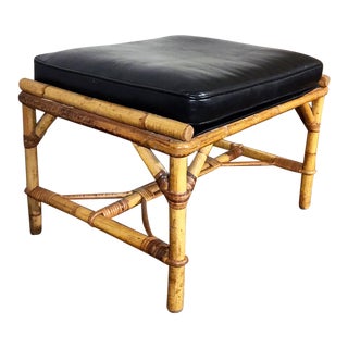1950s McGuire Bamboo Ottoman For Sale